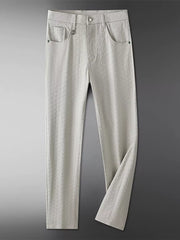 Men's Textured Straight-leg Pants in Grey, front view