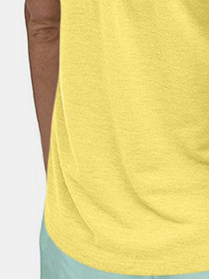 Yellow racerback tank top with textured fabric detail