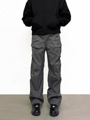Men's gray sweatpants with multiple pockets and a relaxed fit.