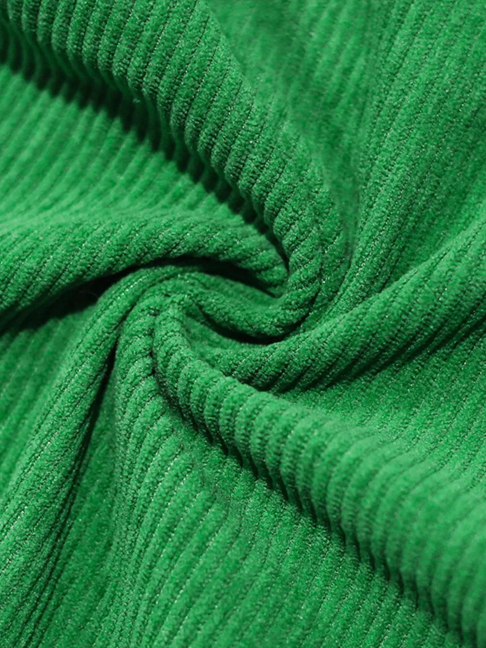 Green corduroy short sleeve shirt fabric detail