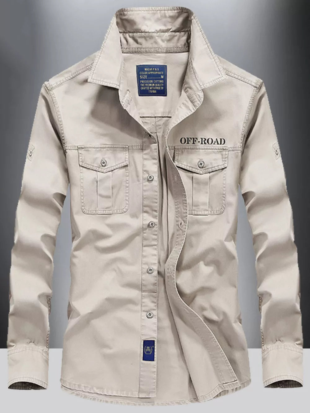 Men S Plus Size Button Up Long Sleeve in Rice White, back view