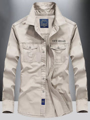Men S Plus Size Button Up Long Sleeve in Rice White, back view