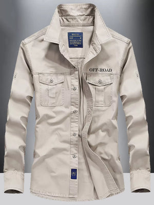 Men S Plus Size Button Up Long Sleeve in Rice White, back view