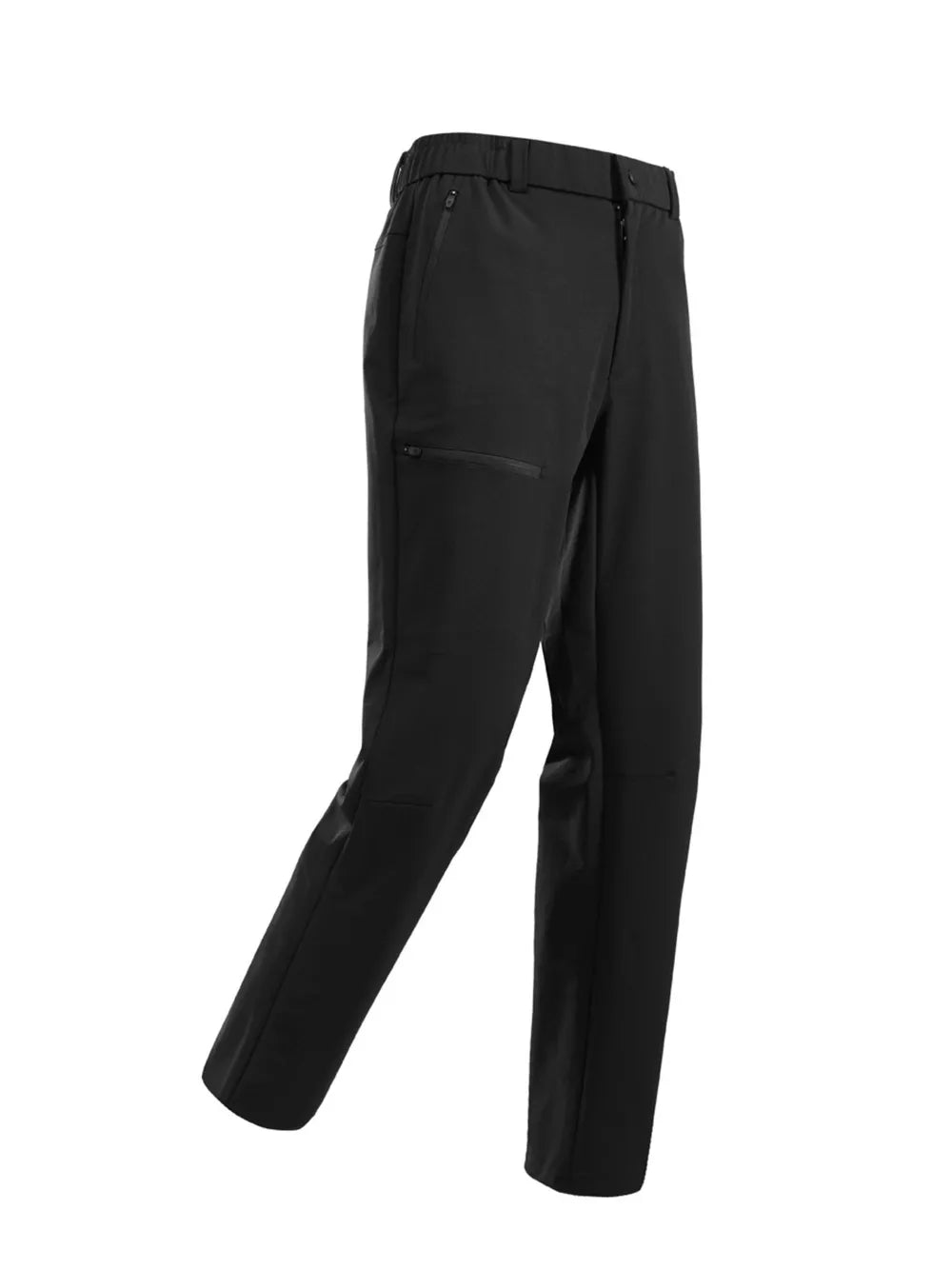 Men's black sweatpants with zip pockets and a relaxed fit.