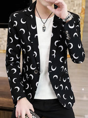 Crescent Moon Print Men's Blazer