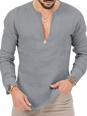 Men's Slim Fit Long Sleeve Blouse Plus Size in White, editorial view