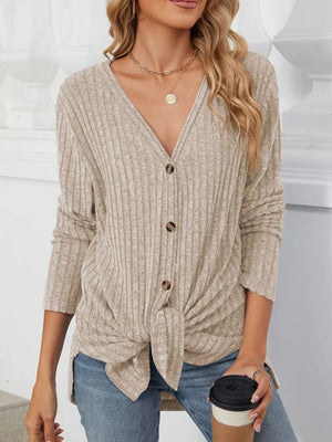 Light Gray regular cardigan with v-neck