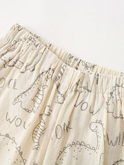 Children's Dinosaur Print Elastic Waist Pants, close-up detail