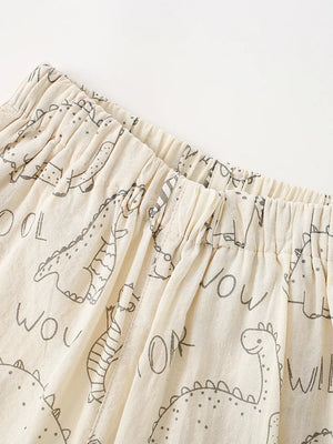 Children's Dinosaur Print Elastic Waist Pants, close-up detail