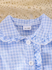 Children's Gingham Ruffle Collar Sleeveless Shirt in Yellow, view 12