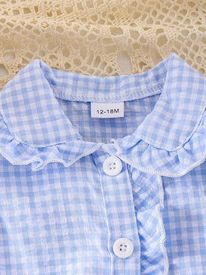 Children's Gingham Ruffle Collar Sleeveless Shirt in Yellow, view 12