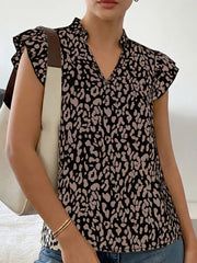 Chic Ruffled Leopard Print Shirt