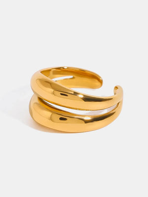 Gold double band open ring with a smooth, polished finish.