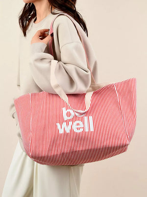 Striped Canvas Duffel Bag, front view