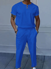 Men's Casual Short-sleeve Lounge Set Plus Size, alternate angle