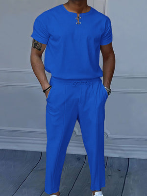 Men's Casual Short-sleeve Lounge Set Plus Size, alternate angle