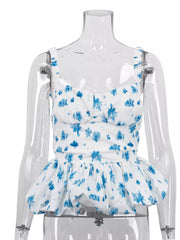 Charming Floral Ruffle Hem Tank