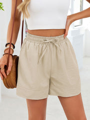 Apricot jogger shorts with drawstring waist and pockets