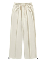 Lightweight beige men's sweatpants with drawstring and adjustable ankle cuffs