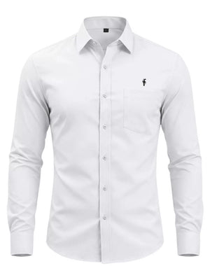 Men's Slim Fit Button Up Shirt Plus Size in Black, model styling view
