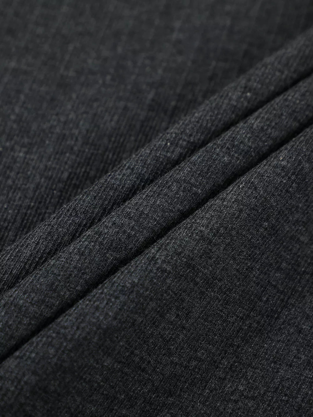Men's dark gray textured ribbed cotton henley t-shirt fabric detail