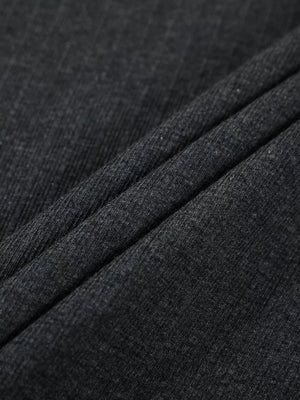 Men's dark gray textured ribbed cotton henley t-shirt fabric detail
