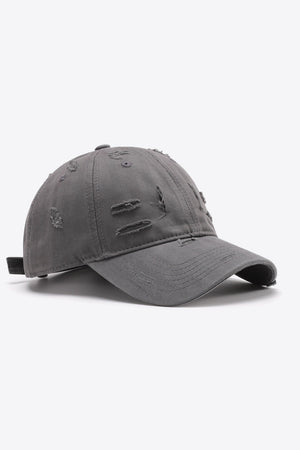 Mid Gray distressed baseball cap with adjustable strap