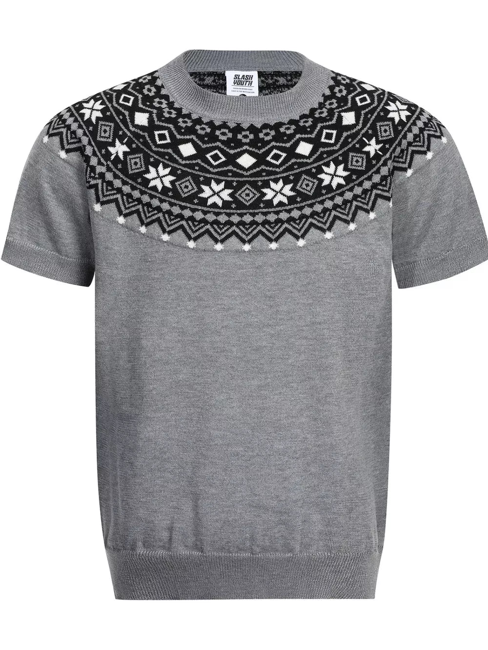 Fair Isle Knit Short Sleeve Sweater