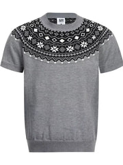 Fair Isle Knit Short Sleeve Sweater