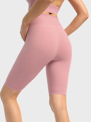 Sculpted Active Bike Shorts in Dusty Pink with a V-seam detail.