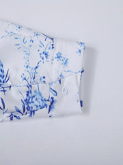 Men's Full Size Floral Print Button-down Shirt in Light Blue, back view