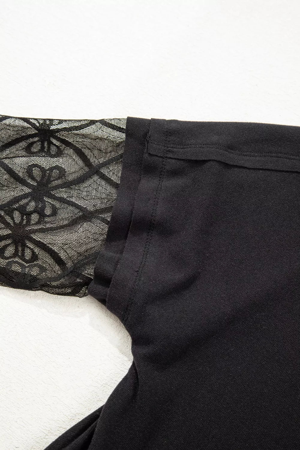 Black maternity t-shirt with lace-embellished sleeves