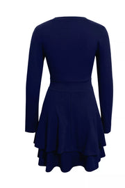 Layered Long Sleeve V-neck Mini Dress, view 13