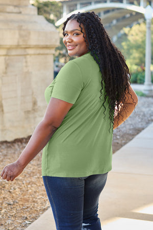 V-neck t-shirt in Matcha Green with short sleeves and a relaxed fit.