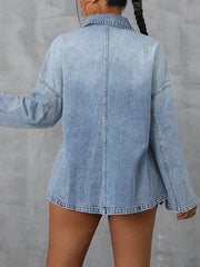 Collared denim top with ombre wash and relaxed fit.