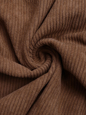 Colorblock corduroy shirt in coffee brown with asymmetrical paneling detail.