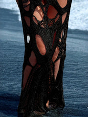Intricate Cutout Halter Cover-up Dress