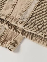 Men's Distressed Wide-leg Jeans Plus Size in Khaki, model styling view