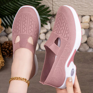 Round Toe Slip-ons in Pink, alternate angle