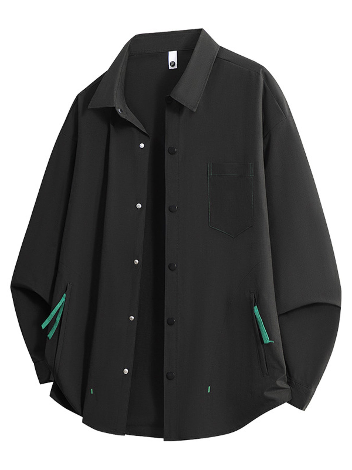 Relaxed Fit Snap-down Shacket For Men