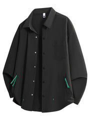 Relaxed Fit Snap-down Shacket For Men