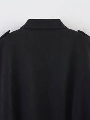 Black oversized zip-up jacket with epaulets and collar detail