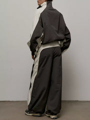 Color Block Zip Up Outerwear And Pants Set in Grey, view 15
