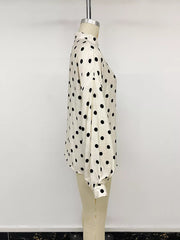 Polka Dot Button-up Shirt in Beige, alternate angle