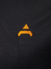 Black t-shirt with embroidered orange crest detail