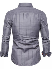 Men's Plus Size Classic Plaid Button-down Shirt, side view