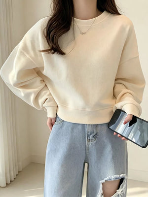 Crew Neck Drop Shoulder Sweatshirt, front view