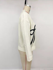 Chic Knit Sweater With Bow Detail