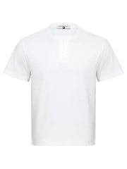 Men's Henley T-shirt With Button Detail in Dark Gray, alternate angle