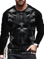 Men's Skeleton Embrace Long Sleeve T-shirt Plus Size in Chartreuse, side view